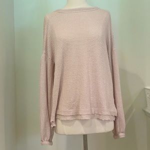 C’isa Tan Knit Puffer Sleeve Long Sleeve Shirt